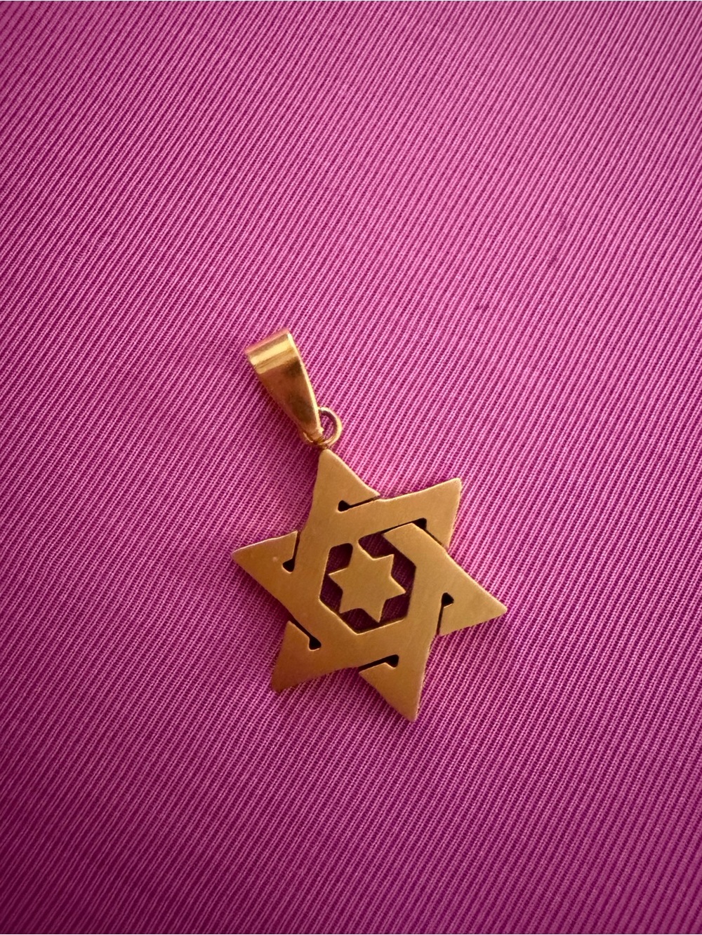Gold Star of David Pendant Necklace - Gold - Picture 2 of 2